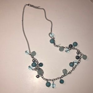 silver blue beaded necklace